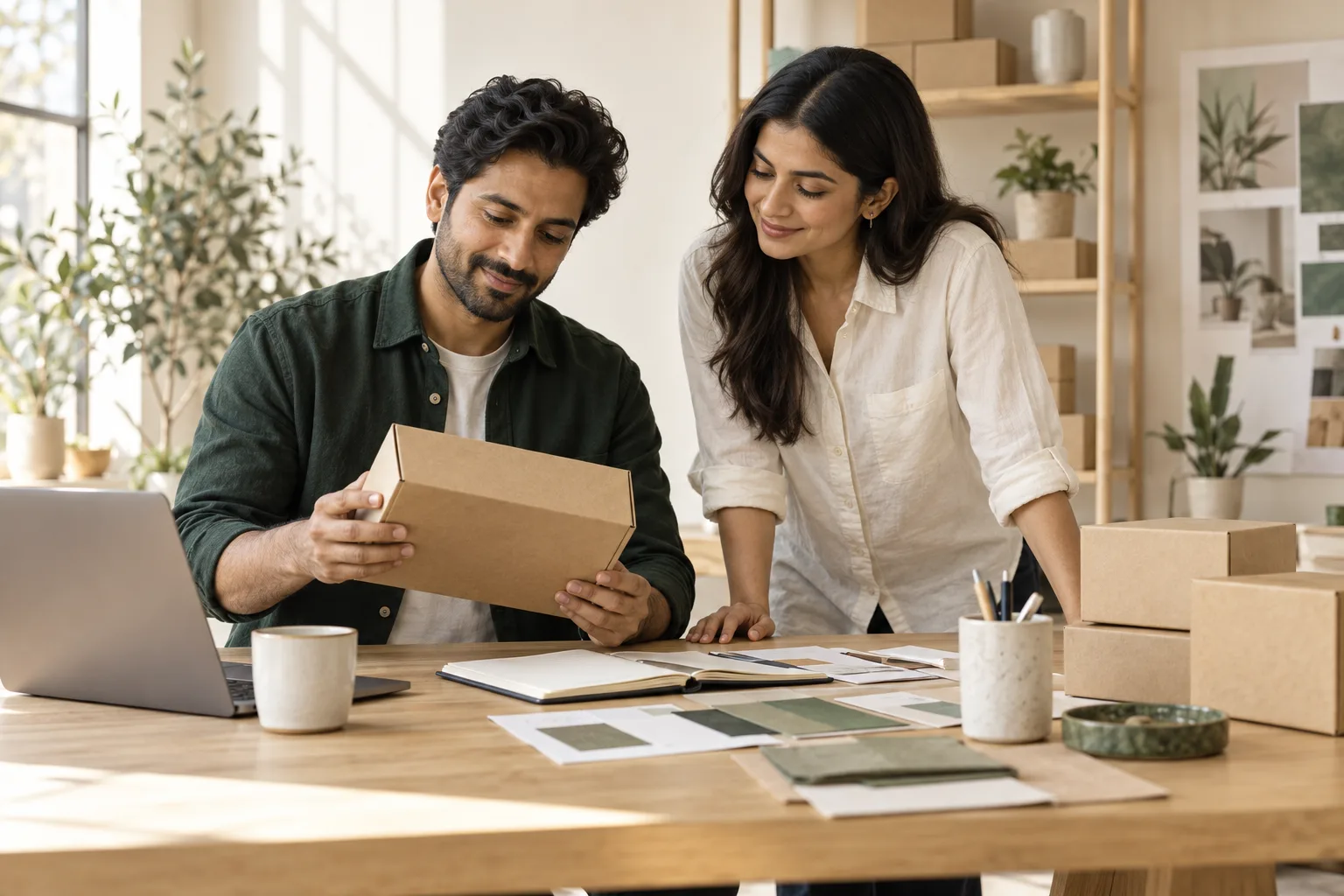 Illustrative founders preparing business records and next steps