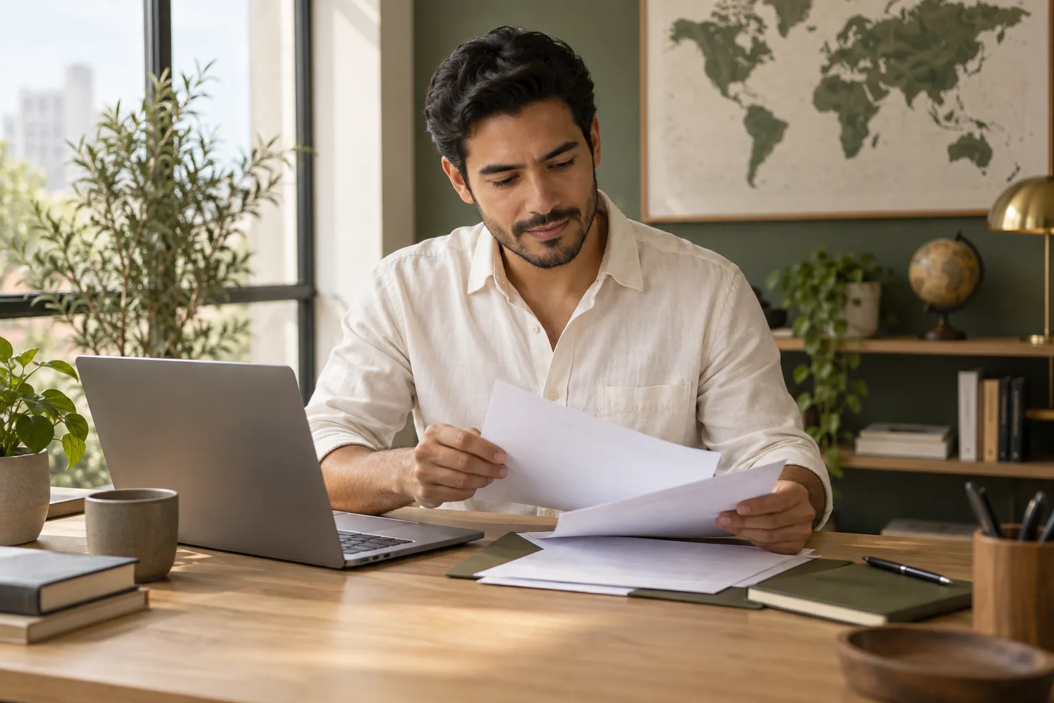 Illustrative founders preparing business records and next steps